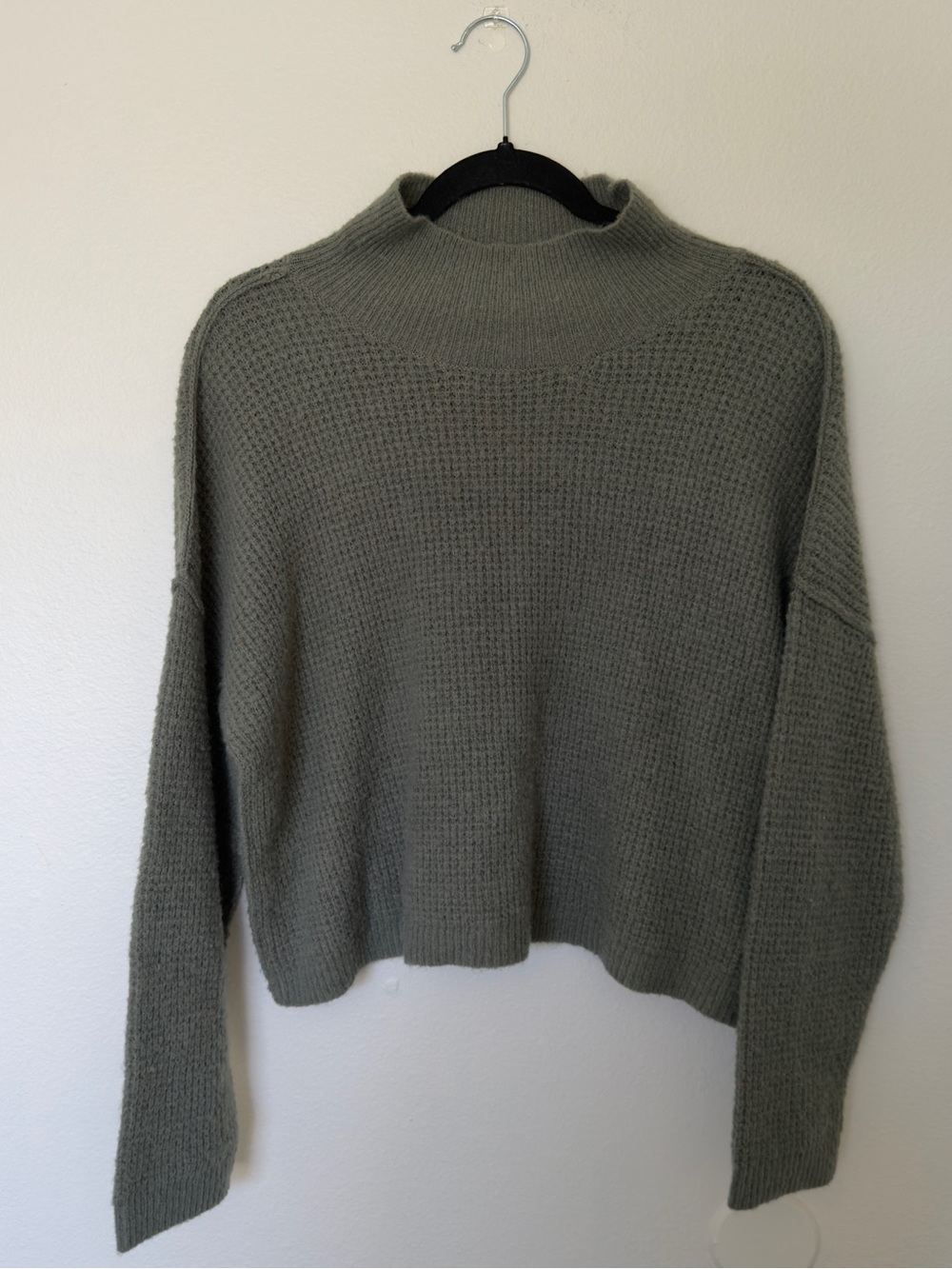 By Together Olive Mock Neck Textured Knit Sweater